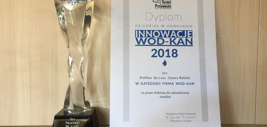 Październik 2018 r. – Nagroda dla Proffico „Innowacje Wod-Kan 2018”
