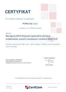 Przeczytaj więcej o artykule 2025 wrzesień  – PROFFICO wchodzi na wyższy poziom… Spełniamy wymogi NATO!!!